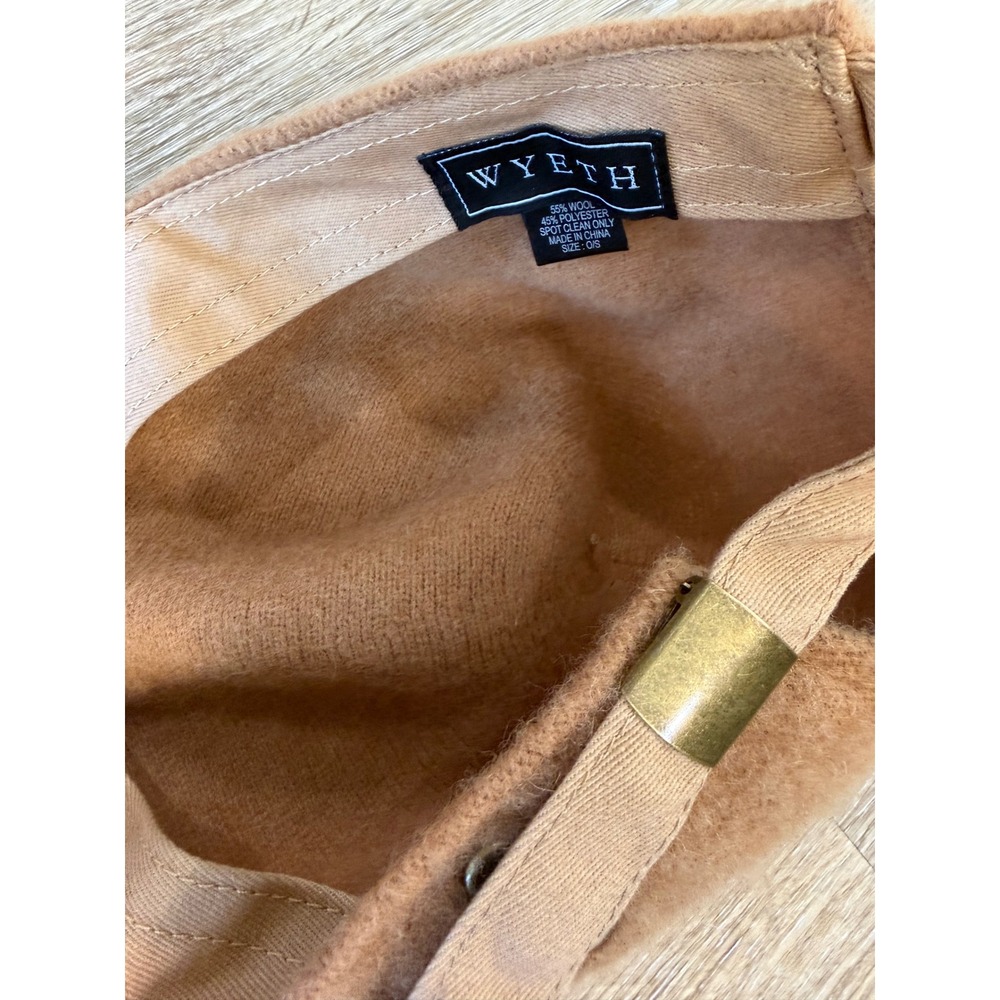 Wyeth Wool‎ Blend Fuzzy Baseball Cap Womens OS Camel Brown Adjustable Excellent - Picture 5 of 5